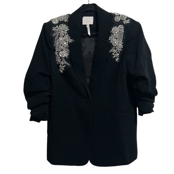 Cinq A Sept Crystal Ivy Kylie Embellished Blazer Jacket In Black - Picture 5 of 13